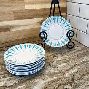 Vintage Mikasa Blue Point Pattern Cera Stone #3134-B Saucer Blue Triangle 6 1/4"